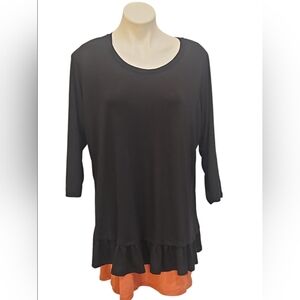 LOGO LORI GOLDSTEIN Chic Black and Orange Layered Top